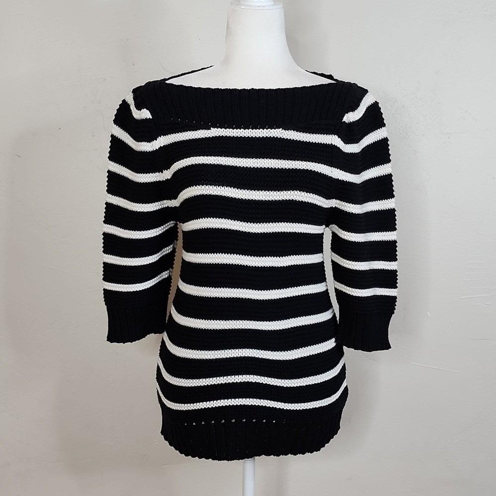 NWT La Vie by Rebecca Taylor Striped‎ Merino French Inspired Sweater Size Small